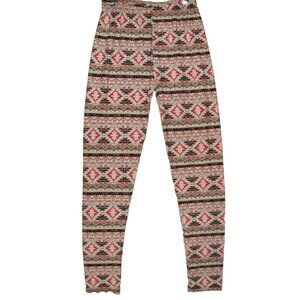 Leggings OS Brown Red Geometric Pants one size Aztec arrows soft